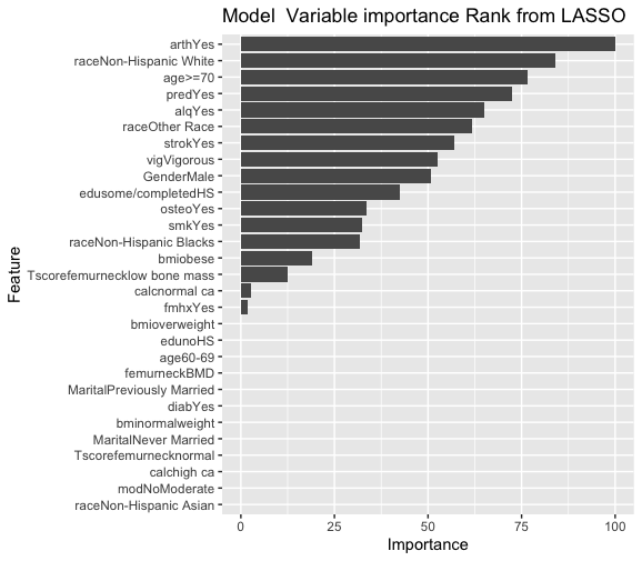 Lasso Important variables